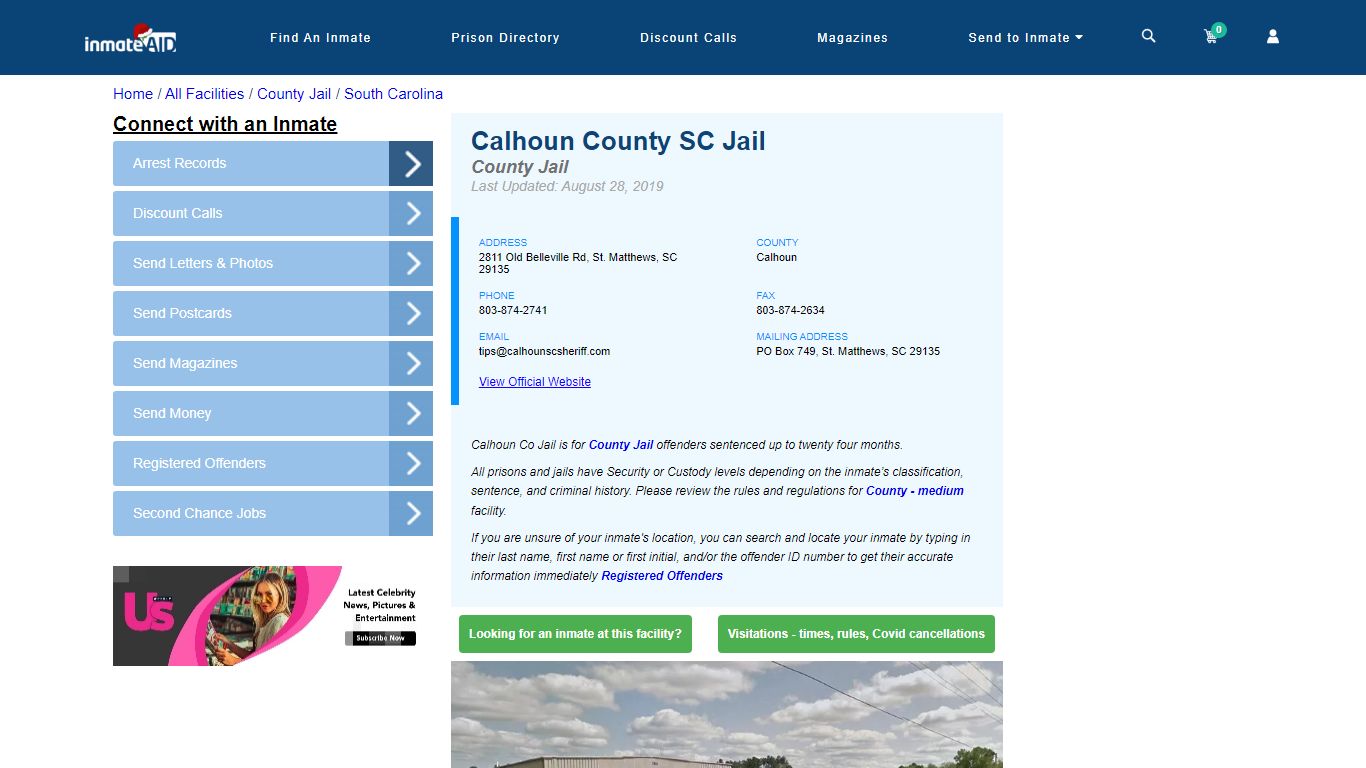 Calhoun County SC Jail - Inmate Locator - St. Matthews, SC